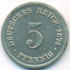 Германия, 5 пфеннигов 1874 год E (AU)