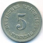 Германия, 5 пфеннигов 1906 год D