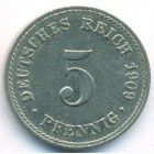 Германия, 5 пфеннигов 1909 год A