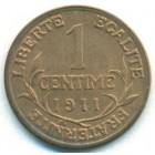 Франция, 1 сантим 1911 год (UNC)