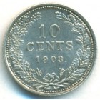 Нидерланды, 10 центов 1903 год (UNC)