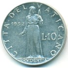 Ватикан, 10 лир 1952 год
