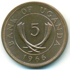 Уганда, 5 центов 1966 год (UNC)