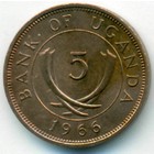 Уганда, 5 центов 1966 год (UNC)