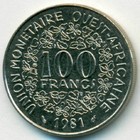 Западно-Африканские Штаты, 100 франков 1981 год (AU)