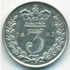 Великобритания, 3 пенса 1887 год (AU)