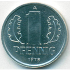 ГДР, 1 пфенниг 1978 год (UNC)