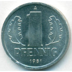 ГДР, 1 пфенниг 1981 год (UNC)