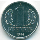 ГДР, 1 пфенниг 1986 год (UNC)