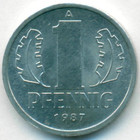ГДР, 1 пфенниг 1987 год (UNC)