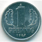 ГДР, 1 пфенниг 1987 год (UNC)