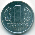 ГДР, 1 пфенниг 1989 год (AU)