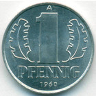 ГДР, 1 пфенниг 1960 год (UNC)
