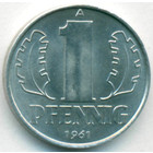 ГДР, 1 пфенниг 1961 год (UNC)