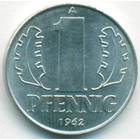 ГДР, 1 пфенниг 1962 год (UNC)