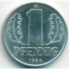 ГДР, 1 пфенниг 1964 год (UNC)