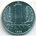ГДР, 1 пфенниг 1968 год (UNC)