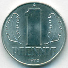 ГДР, 1 пфенниг 1972 год (UNC)