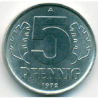 ГДР, 5 пфеннигов 1972 год (UNC)