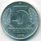 ГДР, 5 пфеннигов 1975 год (UNC)