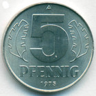 ГДР, 5 пфеннигов 1975 год (UNC)