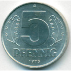 ГДР, 5 пфеннигов 1975 год (UNC)