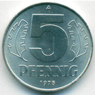 ГДР, 5 пфеннигов 1975 год (UNC)