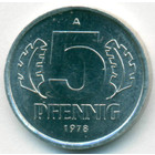 ГДР, 5 пфеннигов 1978 год (UNC)