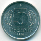 ГДР, 5 пфеннигов 1978 год (UNC)