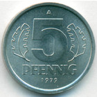 ГДР, 5 пфеннигов 1979 год (UNC)