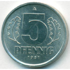 ГДР, 5 пфеннигов 1981 год (UNC)