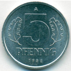 ГДР, 5 пфеннигов 1988 год