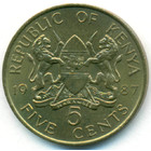 Кения, 5 центов 1987 год (UNC)