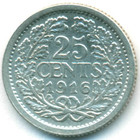 Нидерланды, 25 центов 1916 год