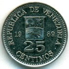 Венесуэла, 25 сентимо 1989 год (UNC)
