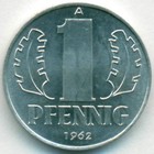 ГДР, 1 пфенниг 1962 год (UNC)
