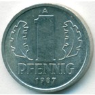 ГДР, 1 пфенниг 1987 год (UNC)