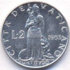 Ватикан, 2 лиры 1953 год (UNC)