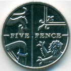 Великобритания, 5 пенсов 2014 год (AU)