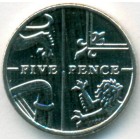 Великобритания, 5 пенсов 2015 год (AU)