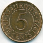 Маврикий, 5 центов 1978 год (AU)