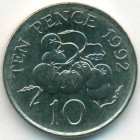 Гернси, 10 пенсов 1992 год (UNC)