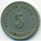 Германия, 5 пфеннигов 1909 год F