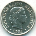 Швейцария, 5 раппенов 1951 год (AU)