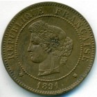Франция, 5 сантимов 1891 год A (AU)