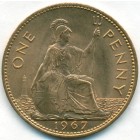 Великобритания, 1 пенни 1967 год (UNC)