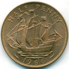 Великобритания, 1/2 пенни 1966 год (UNC)