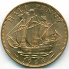 Великобритания, 1/2 пенни 1966 год (UNC)