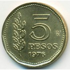 Аргентина, 5 песо 1976 год (UNC)