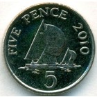 Гернси, 5 пенсов 2010 год (UNC)